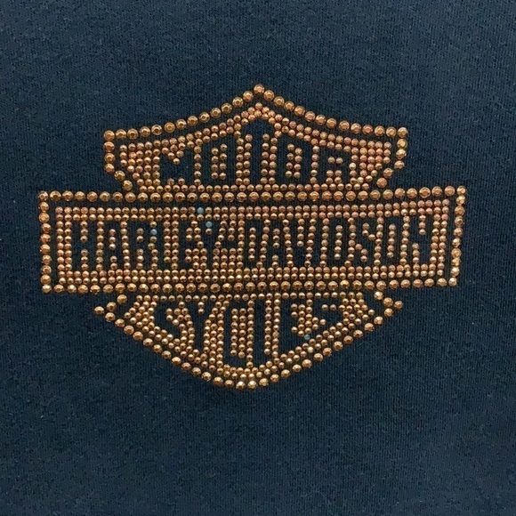 HARLEY Davidson shirt with orange bling - Picture 2 of 6